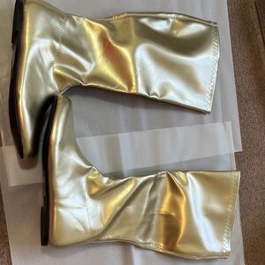 Metallic Gold Knee-High Boots